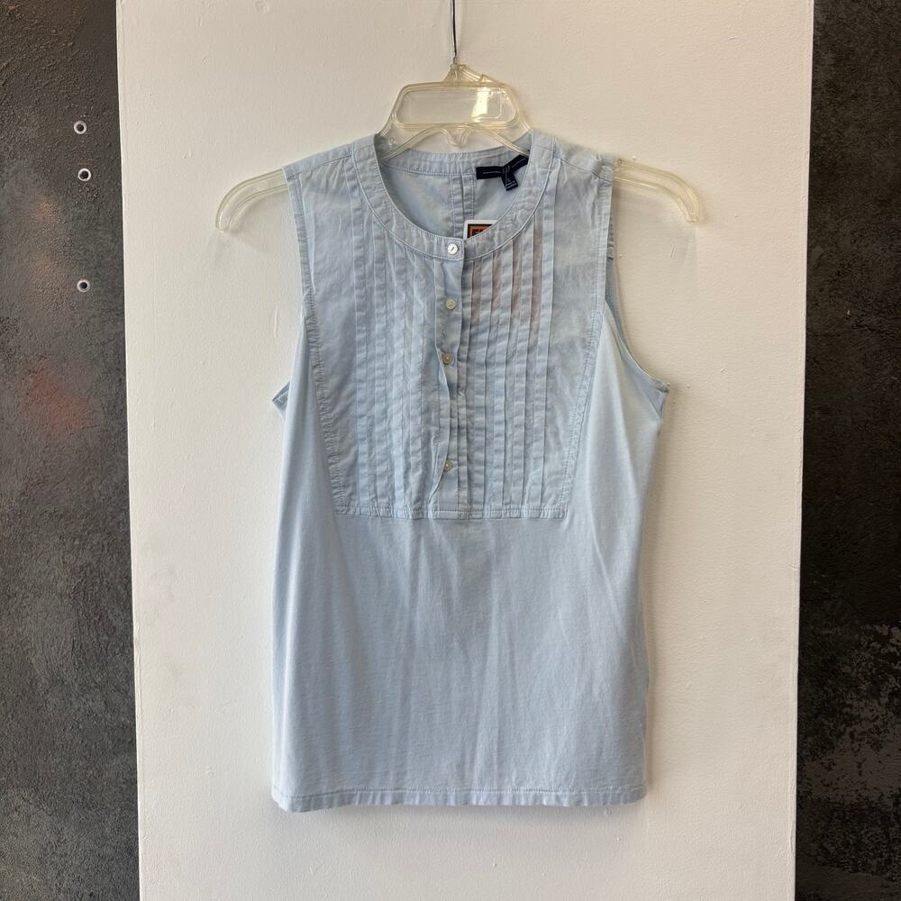 Gap Vintage Blue Pintuck Tank Top